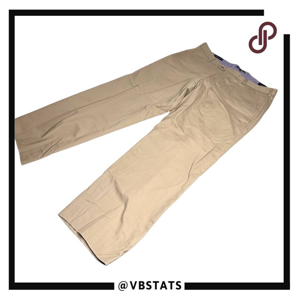 Henry Sage Mens The Ultimate Khaki Pima Cotton Flat Front Chino Pants Tan Sz 36